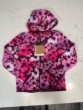 The North Face Kids' Pink & Purple Floral Fleece Hoodie Size 7 Youth